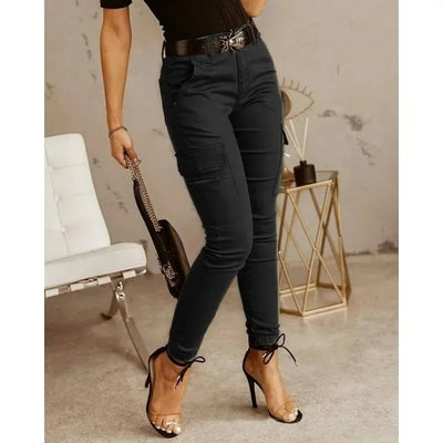 Fashion New Slim Fit Pencil Pants Women Streetwear Solid Casual Trousers Women Joggers Pockets Cargo Pants Female Pantalon 26211