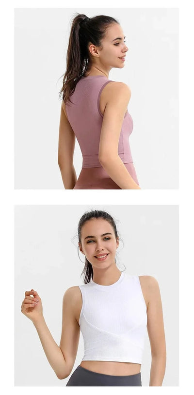 Women's Racerback Sports Bras with Padded - Summer Sleeveless Yoga Top Fitness Workout Running Shirt Breathable Quick Dry Vest
