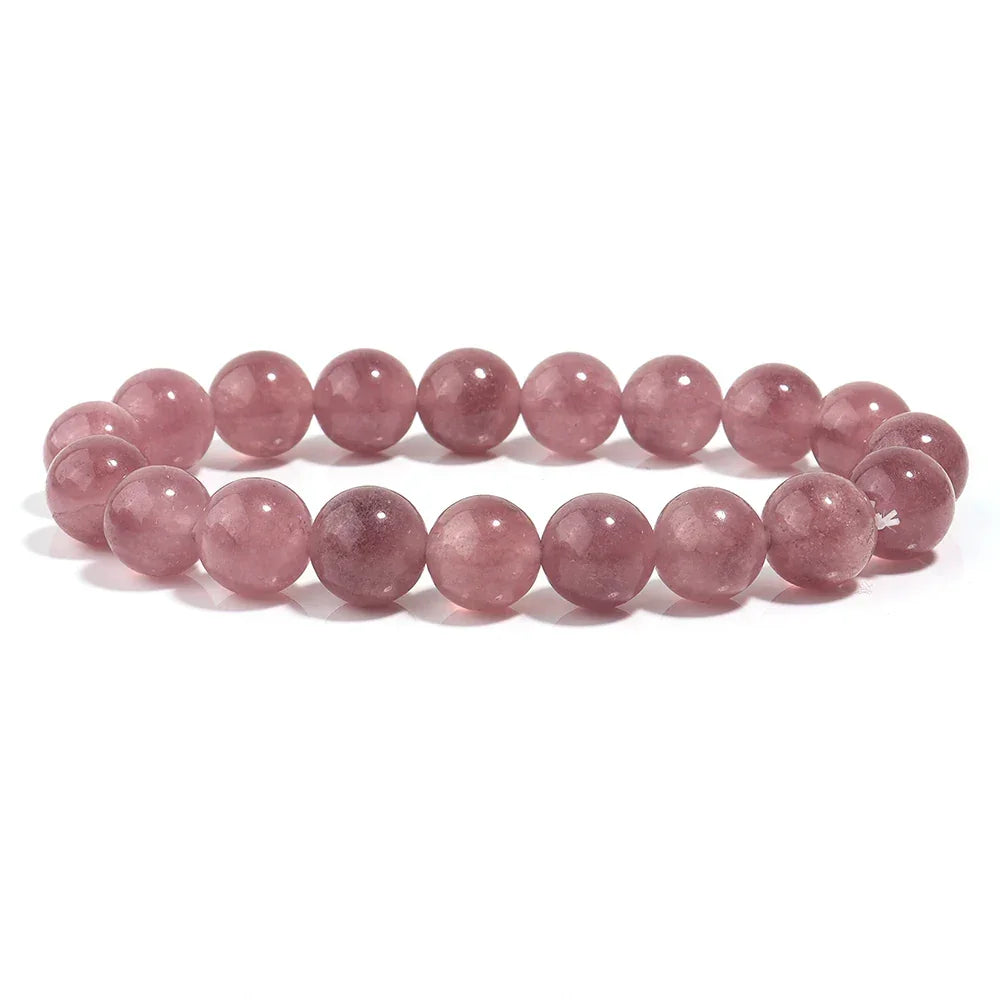 OAIITE Strawberry Crystal Quartz Bracelet Natural Stone Bead Bracelet Women Yoga Meditation Jewelry Beautiful Bracelet Gift