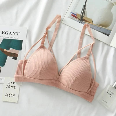 Cotton Bra For Women Push Up Bralette Sexy Lingerie Deep V Backless Comfort Small Breast Thin Pad Bra Female Cotton Underwear