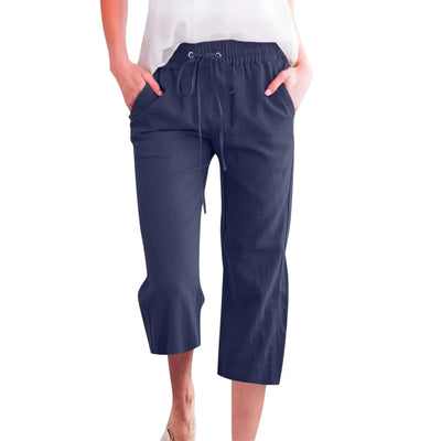 Women'S Pants Cotton Linen Harem Cropped Pants Women Drawstring Harem Pants Lady Pocket Trousers Loose Ropa Mujer Juvenil