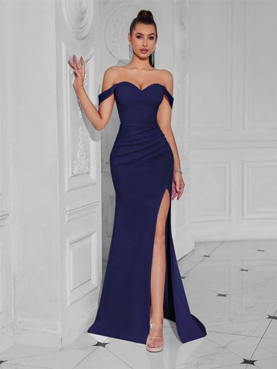 Cocktail Dress For Women Off Shoulder Sexy Floor Length Party Evening Night Outfit Club Formal Wedding Guest Maxi Gala Vestidos