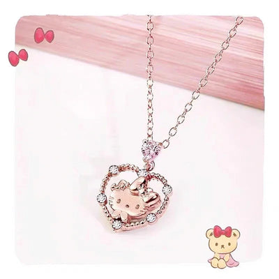 Sanrios Luxury Necklaces Anime Hellokitty Cinnamoroll Clavicle Chain Necklace for Women Jewelry Wedding Party Birthday Girl Gift