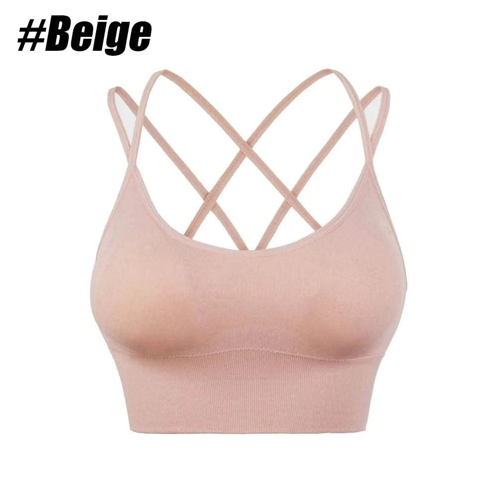 Women Strappy Sports Bras Padded Fitness Yoga Vest