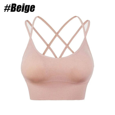 Women Strappy Sports Bras Padded Fitness Yoga Vest