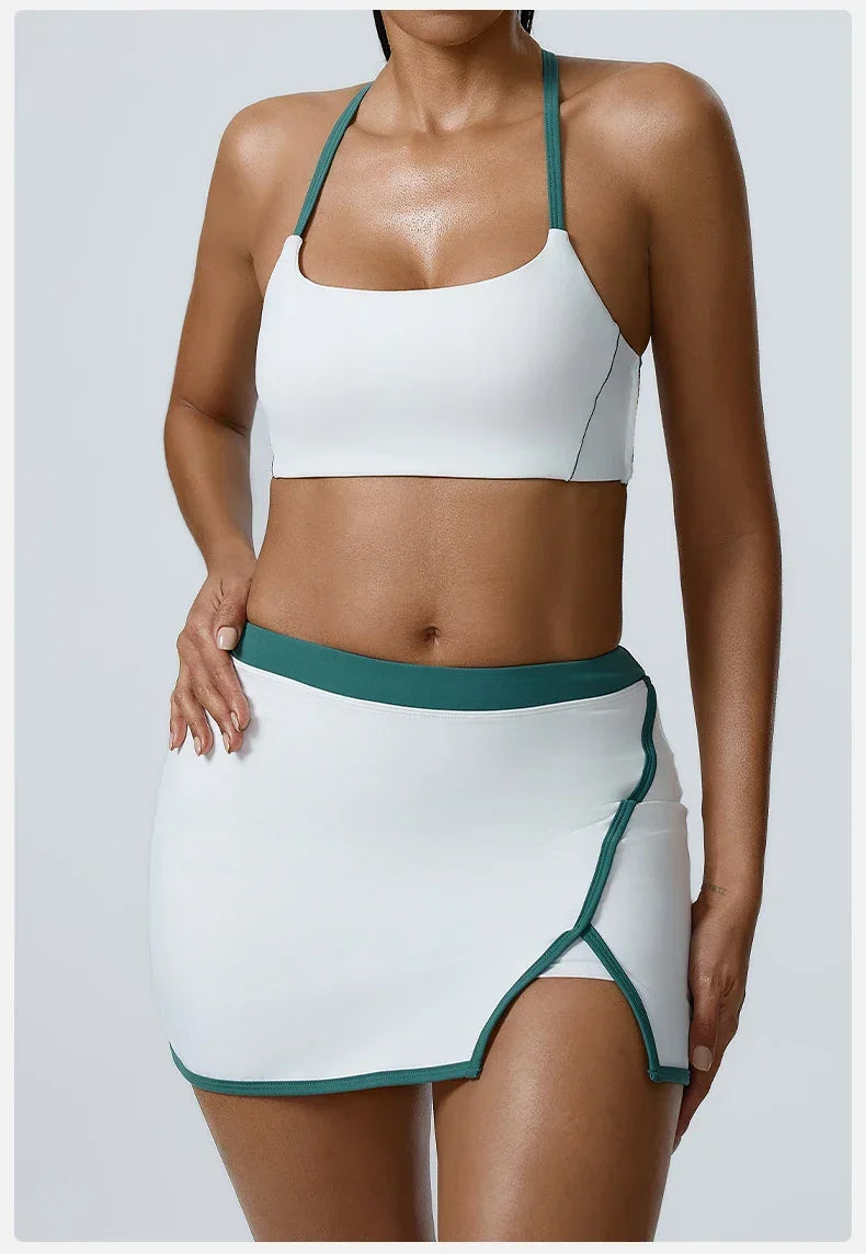 Women Yoga  Workout Set Bra and Shorts Two Piece Patchwork Open Sexy Back Elastic Fitness Sexy Yoga Outfit Sport  Women