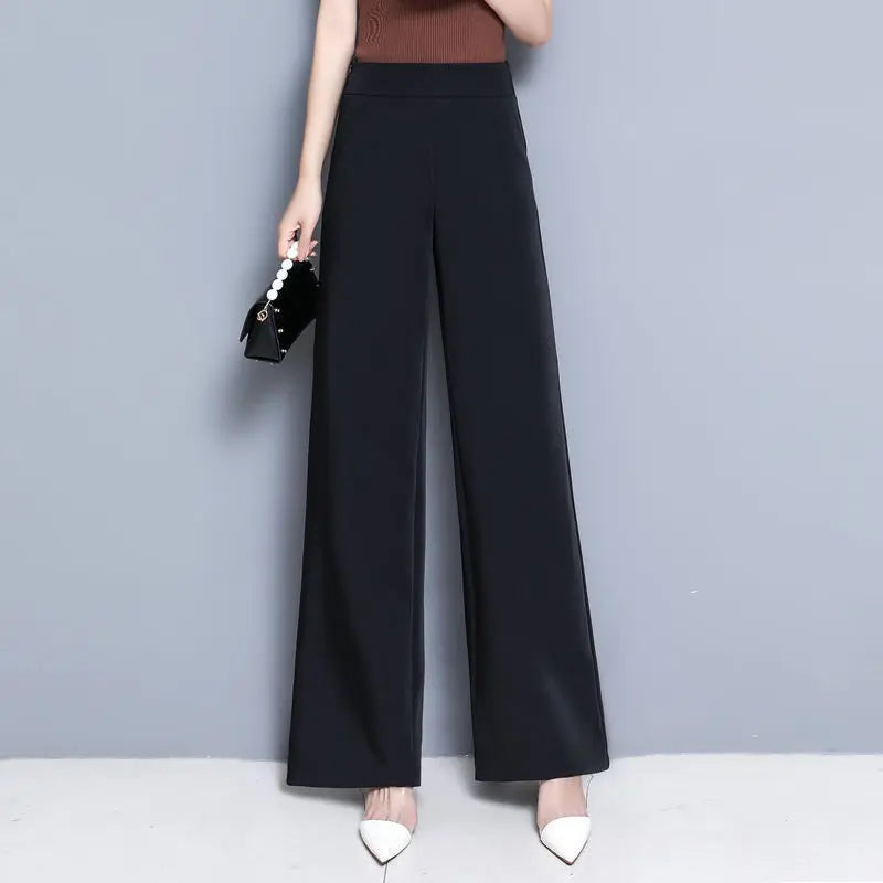 Women's Wide Leg Pants Loose Trousers Monochromatic High Waist Casual Clothing All-Match, Simplicity Autumn and Winter Fashion