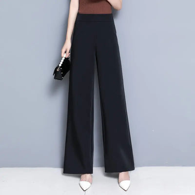 Women's Wide Leg Pants Loose Trousers Monochromatic High Waist Casual Clothing All-Match, Simplicity Autumn and Winter Fashion