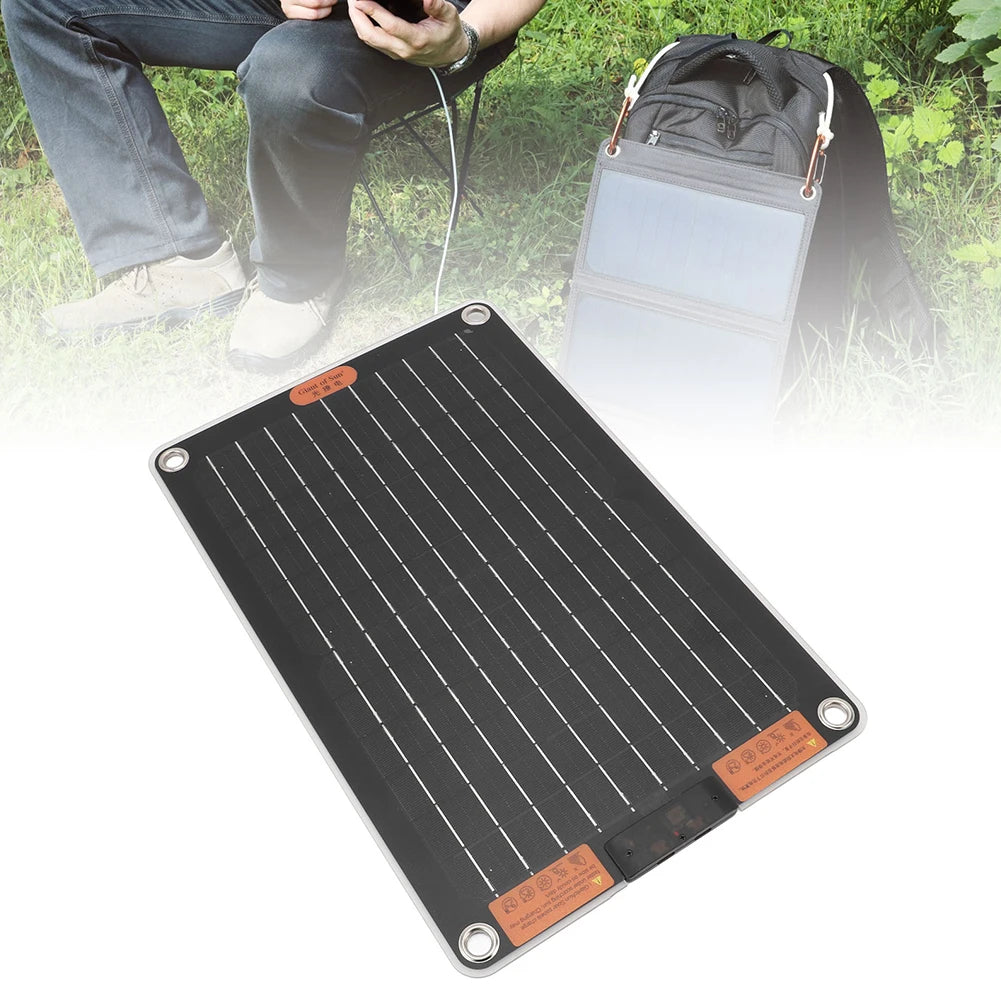 15W Portable Solar Panel with 2 USB Ports Camping Solar Panel Charger Solar Charger for Outdoor Camping Hiking Phone Charger