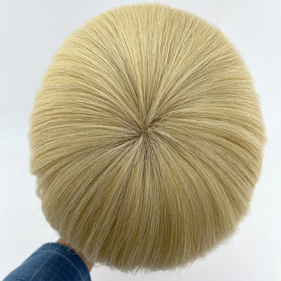 Human Hair Wig Short Pixie Cut Full Lace Silk Base Crown Virgin European Hair Thin Light Breathable Wear to Go for Women