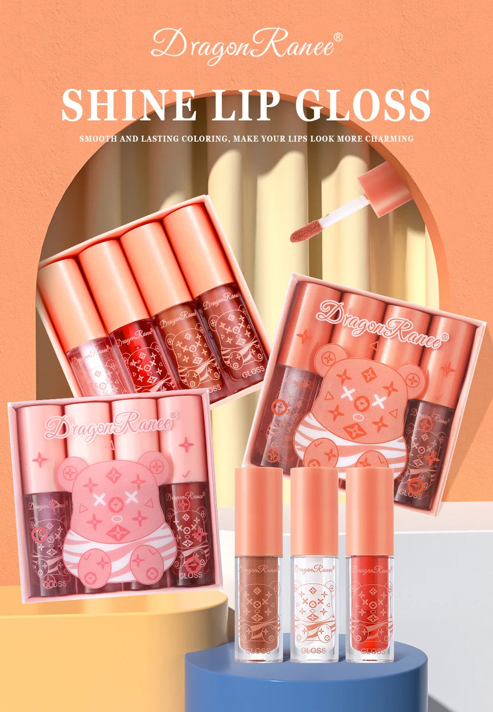4 PCS Lip Ink Oil Set Hydrating Lip Gloss Pack Kit Moisturizer Waterproof Lip Tint Korean Makeup For Women Cosmetics