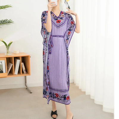 2025 Spring Summer Women's New Sexy One Shoulder Off Shoulder Fashion Red Flower Printed Lace Up Waist Long Swing Dress