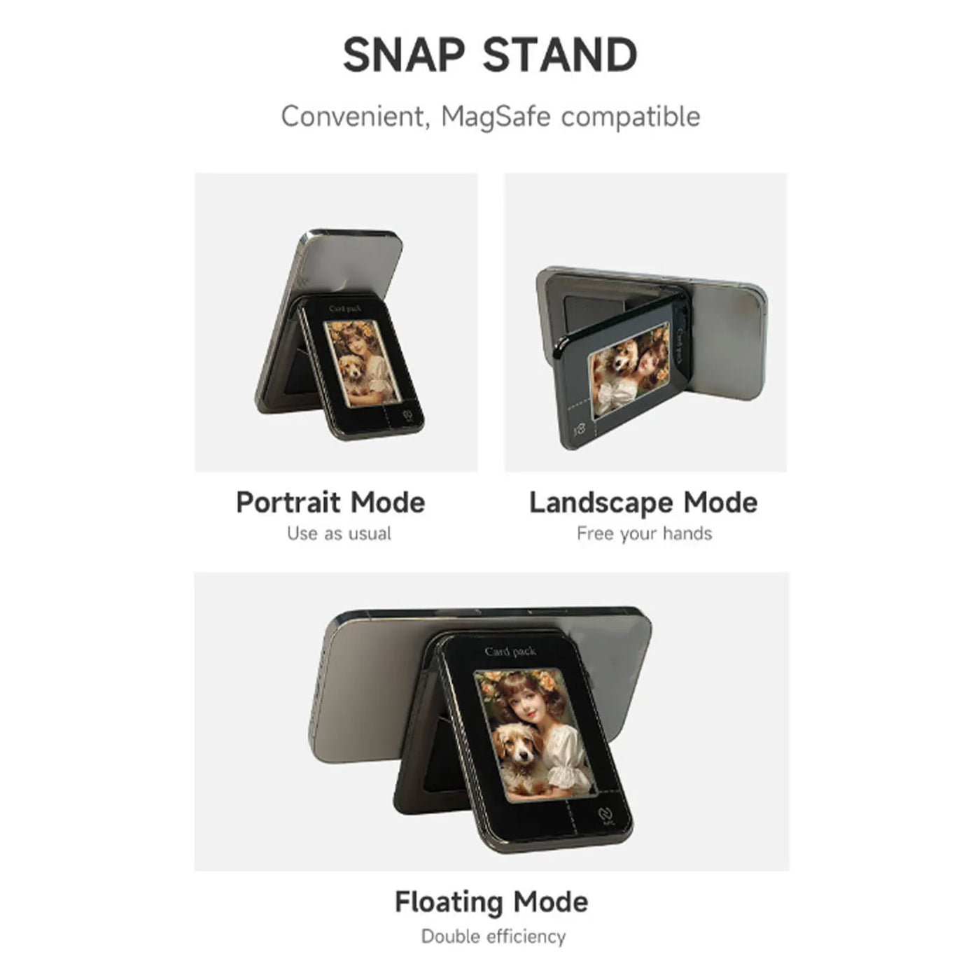 Magnetic Phone Card Wallet Holder Compact DIY Projection Multifuncitonal NFC Magnetic Phone Wallet Ink Screen for Mobile Phone