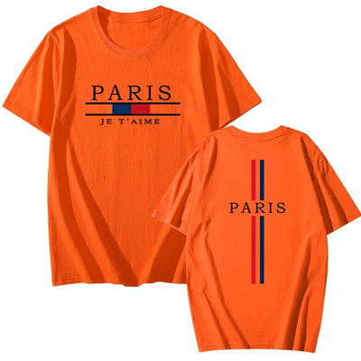 Paris Printed T-shirts for Men High Quality 100% Cotton Short Sleeved Tops Summer Spring Daily Casual Sports Tees Urban Trend