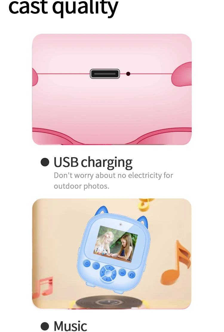 Children Digital Camera Instant Print Toys For Kids Thermal Print Camera HD 1080P Instant Photo Printing Camera Video Toys Gift