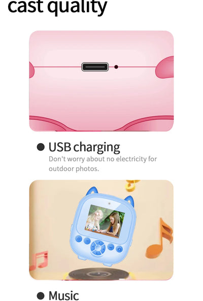 Children Digital Camera Instant Print Toys For Kids Thermal Print Camera HD 1080P Instant Photo Printing Camera Video Toys Gift