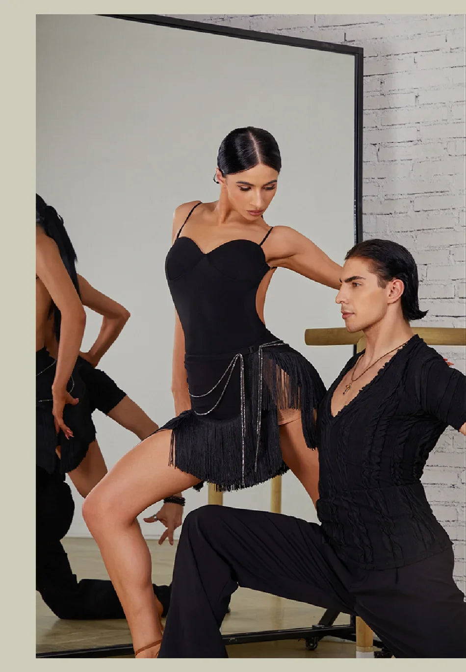 Female Latin Dance Dress Women Performance Belly Modern Dancing Dresses Striped Bare Back Design Bodysuit