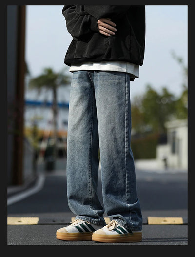 2025 New Men's Baggy Casual Jeans Male High Street Straight Leg Denim Pants American Classic Retro Autumn Casual Long Trousers