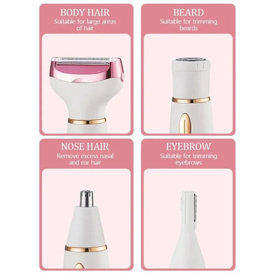 4 in 1 Women's electric epilators Hair trimmers for underarms, bikini, arms, legs, face and beard Portable and painless epilator