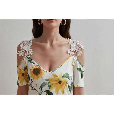 Women'S Elegant Dresses 2025 Summer New Women's Fashionable Lace V-neck classic style Dress Summer Casual Bohemian Daily dress
