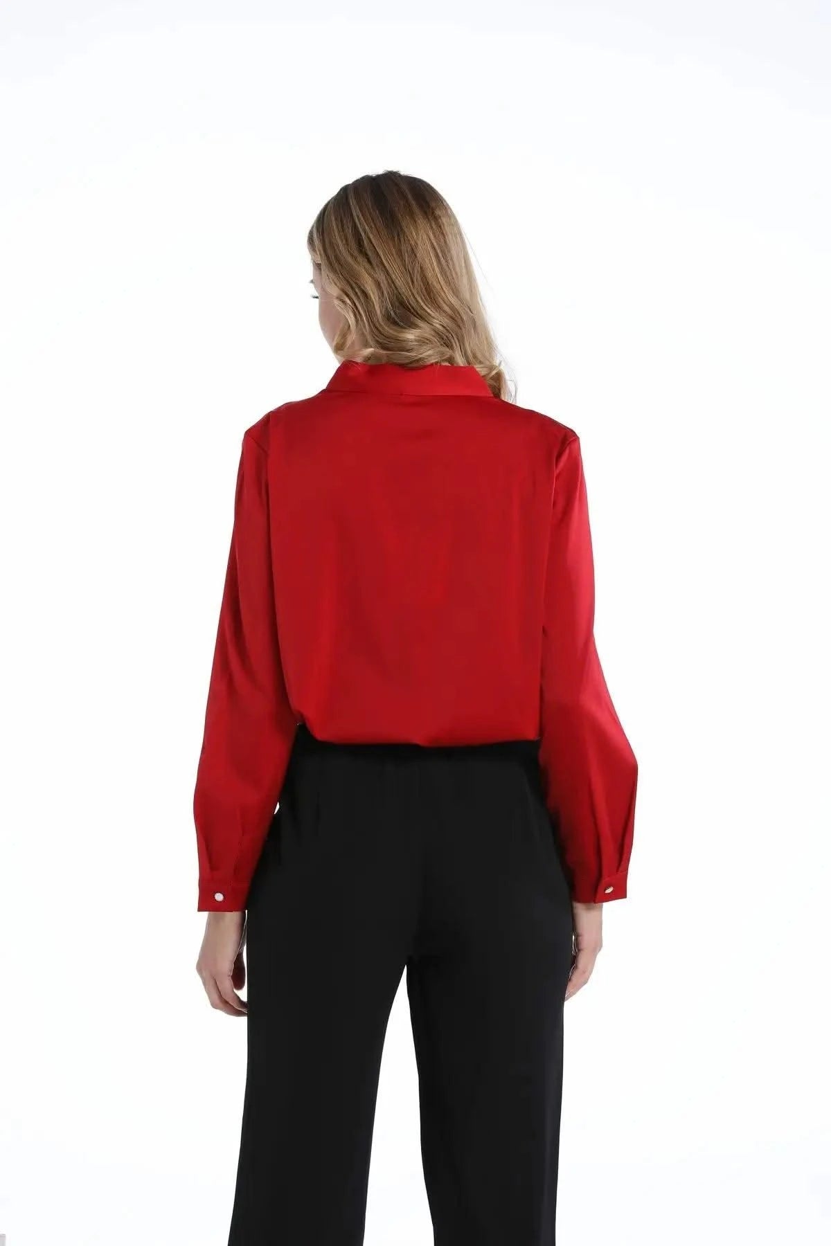 Red Women Blouse Ribbon Women Shirt Luxury Woman Top