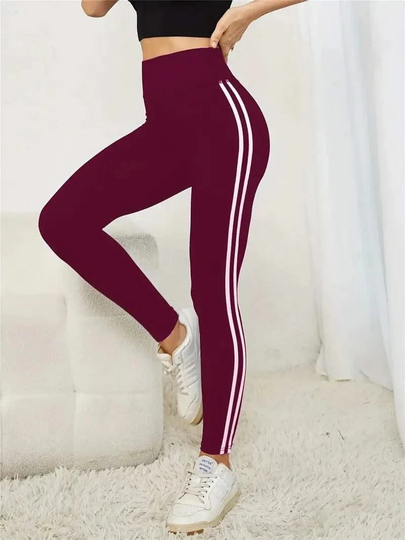 Women Side Stripe Sports Fitness Yoga Leggings Activewear