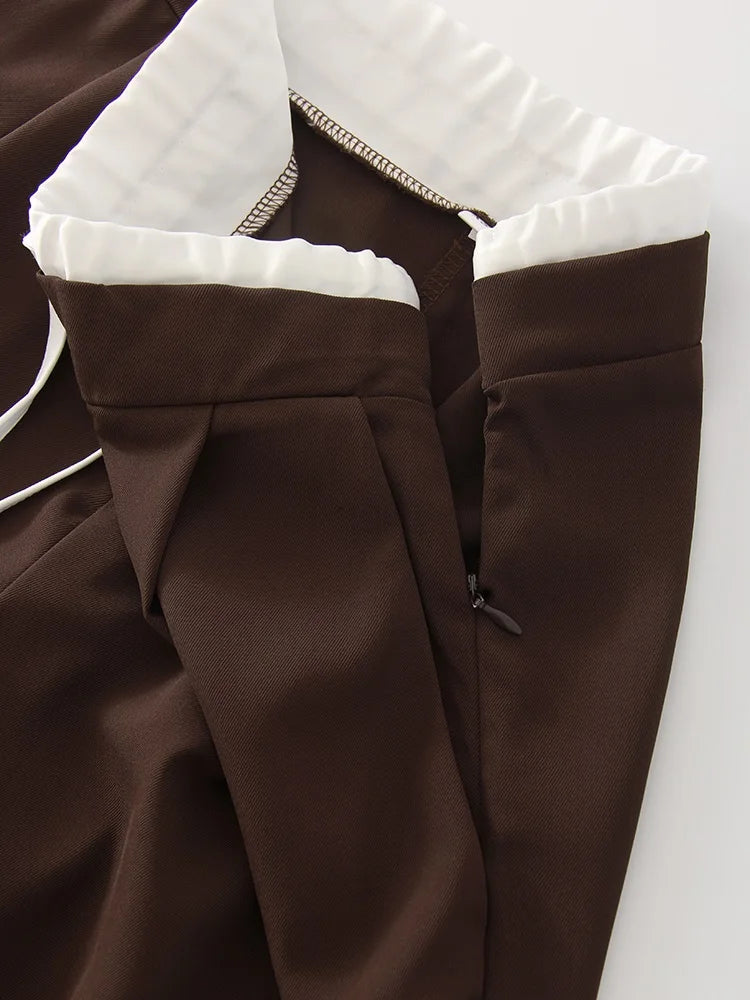 Wide Leg Pants For Women Straight Autumn Coffee Tie Up Casual Trousers Women Gray Loose Pants Ladies Black Trousers Office
