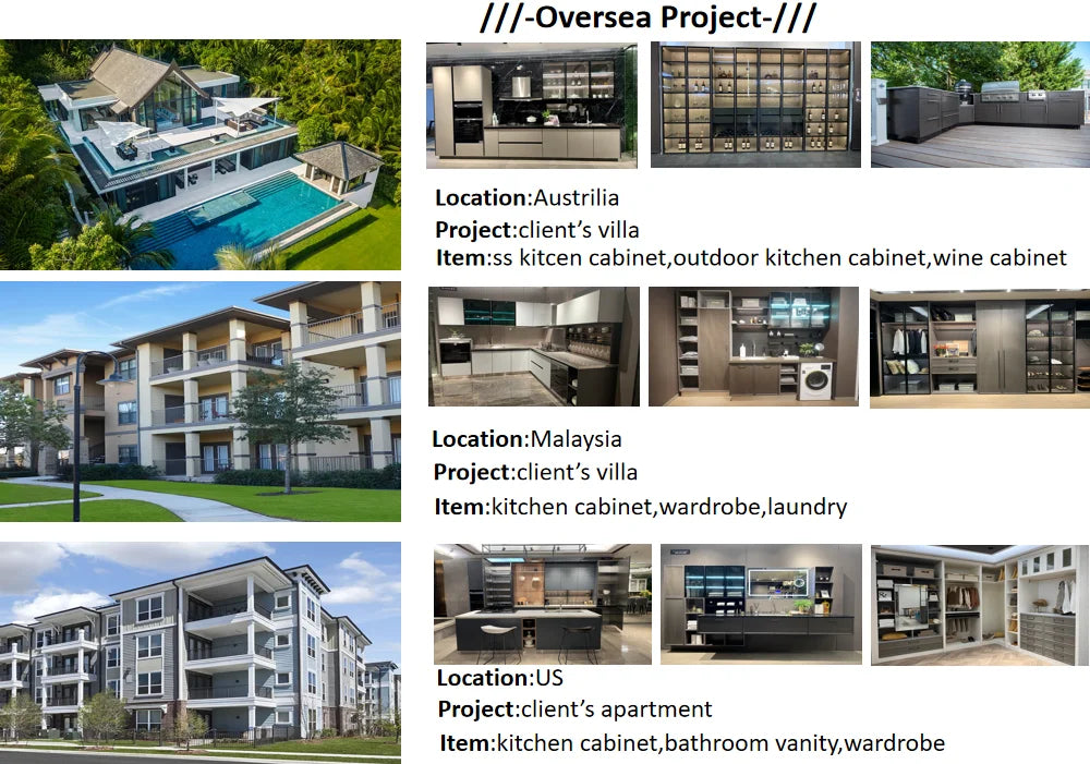 Kitchen Full Set Modern Smart Outdoor Stainless Steel  with Built-in Refrigerator and BBQ Grill for Home and Garden