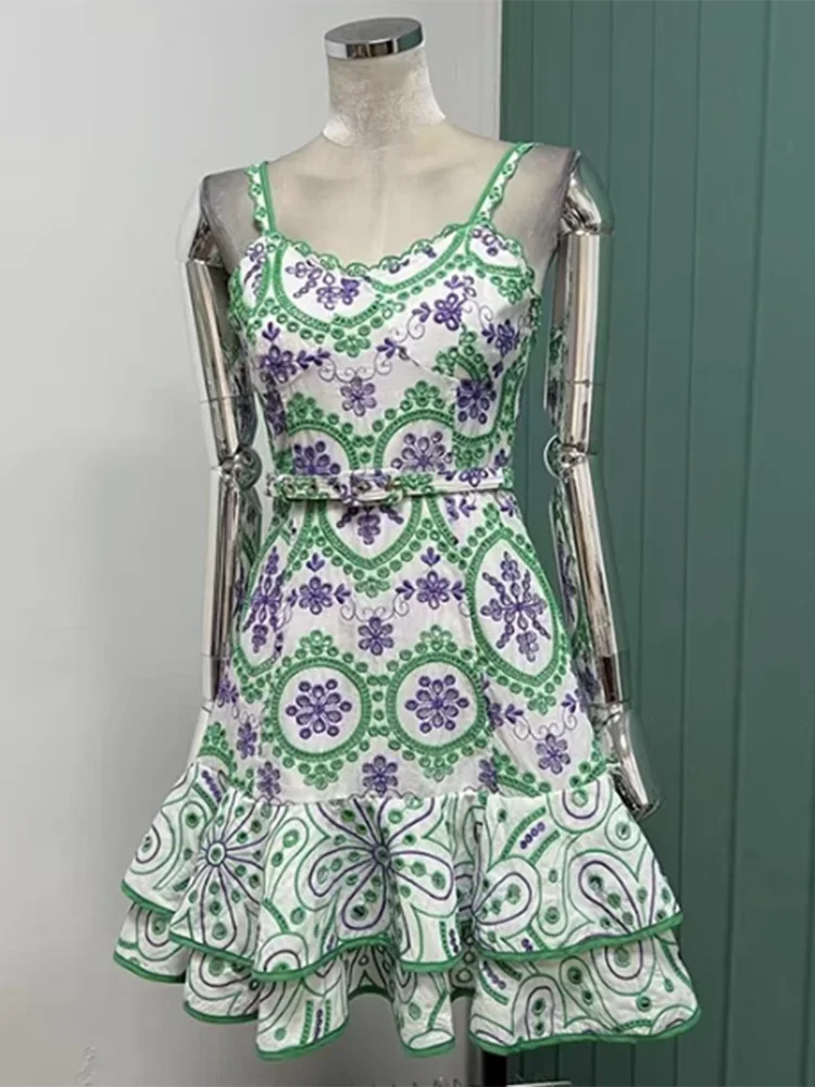 TWOTWINSTYLE Solid Summer Dresses For Women Square Collar Sleeveless High Waist Backless Summer Dress Female Fashion Clothes New