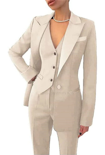 Fashion  Plus Size Women Blazer 3 Pcs Elegant Long Sleeve Suit Jackets Vest and Straight Pants Suit Female  Business Outfits New