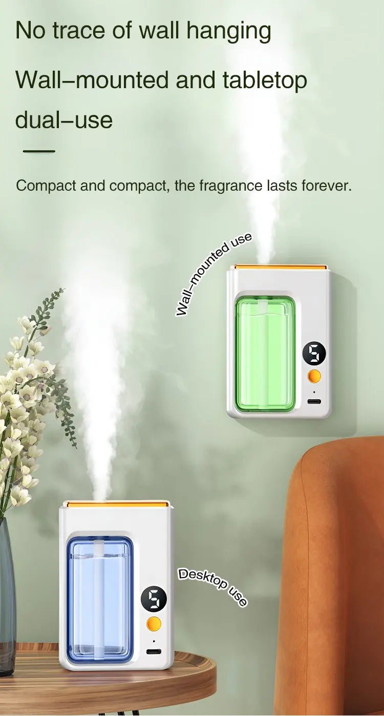 Automatic Diffuser Aromatherapy Car Perfume with Display Essential Oil Humidifier Bathroom Deodorization Air Freshener Jasmine