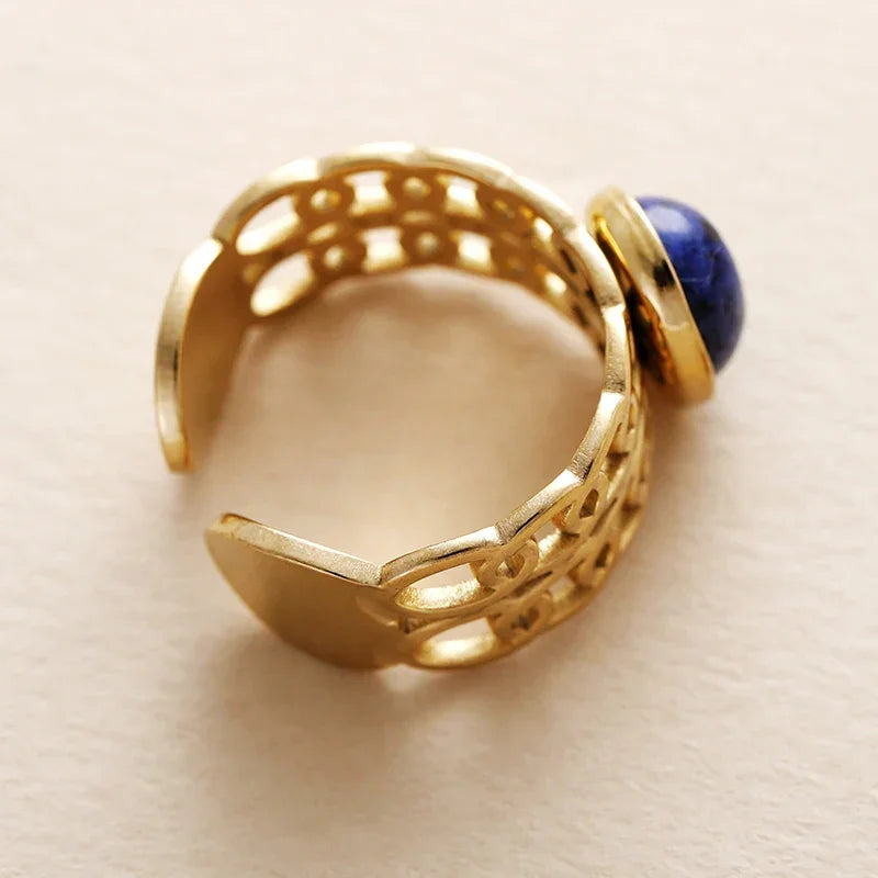 Trendy Center Stone Stainless Steel Finger Rings Adjustable Designer Woman Cocktail Ring Wedding Couples Jewelry Bijoux