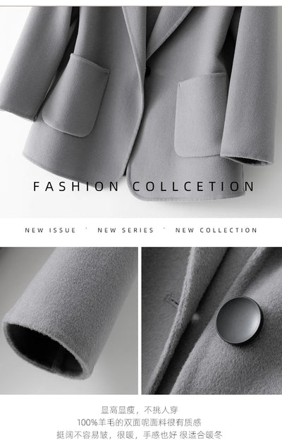 2023 New Women's Coat Pure Wool Plaids and Tweedst Fashion Camel Women's Coat Elegant Trench Coat