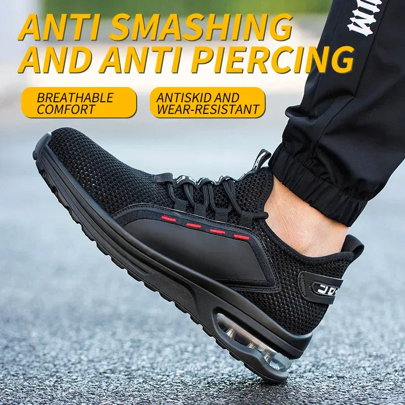 Lightweight Men's Safety Shoes Steel Toe Men's Work Shoes Slip Resistant Reinforced Shoes Man Fashion Breathable Sneaker