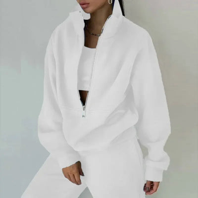 Autumn Winter Women Tracksuits Two Piece Outfits Fleece Lined Zipper Sweatshirt High Waist Pants Sets Female Sport Suits 2024