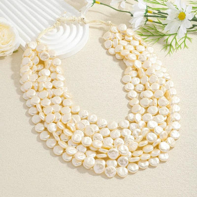 Luxury Exaggerated Multi-layer Pearl Necklace Women Romantic Elegant Baroque Long Chain Jewelry Accessories Bride Wedding Party