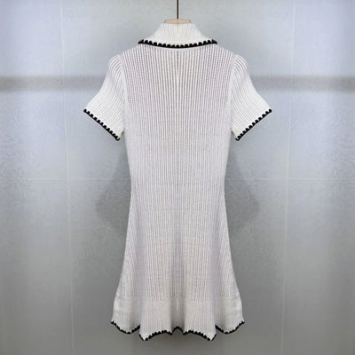 White Knitted Dress Women 2024 Summer New Style Elegant mini Dresses 5240114