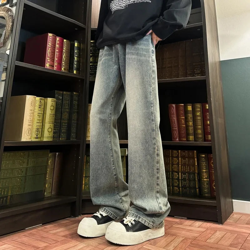 Autumn New Men's Jeans Baggy Straight Wide Leg Male Fashion Vintage Denim Pants Men Youth Popular Brand Streetwear Jean Trousers