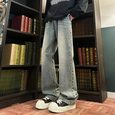 Autumn New Men's Jeans Baggy Straight Wide Leg Male Fashion Vintage Denim Pants Men Youth Popular Brand Streetwear Jean Trousers