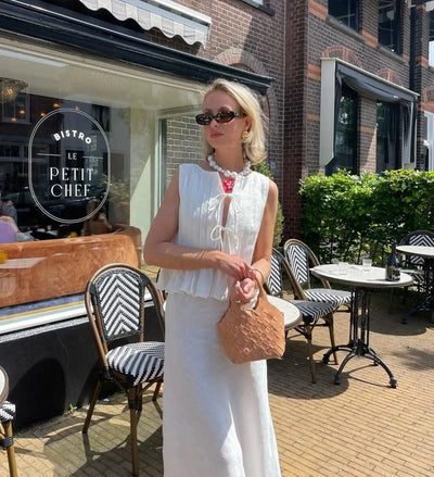 Linen Cotton Pleated Lace-up Elegant White Women Tops Tanks 2025 Summer Women Causal O-neck Sleeveless Ruffles Vest Streetwear