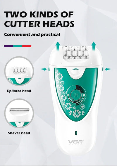 VGR Electric Epilator Women  Rechargeable Electric Shaver Whole Body Available Painless Depilat Female Hair Removal Machine 722