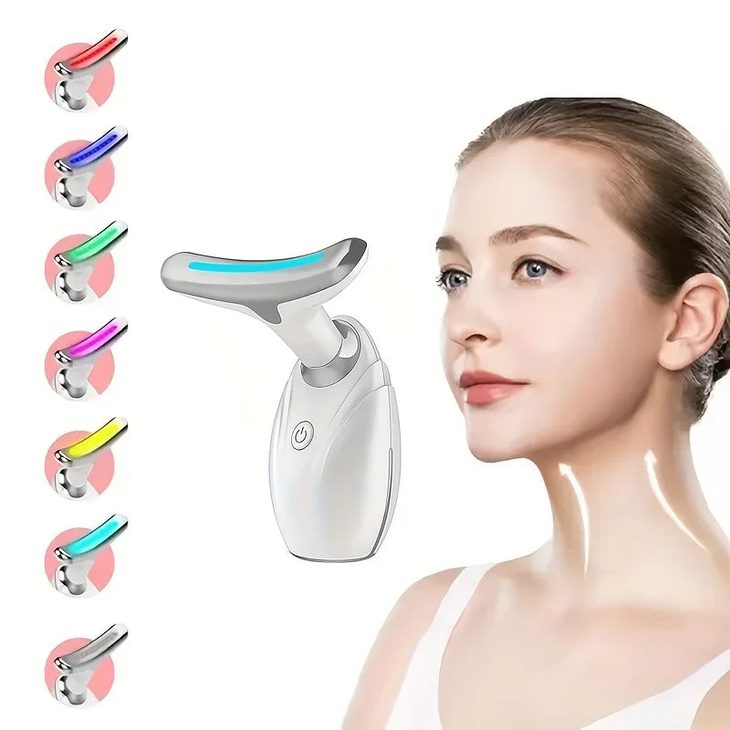 Electric Neck Massager with 7 Color Neck Beauty Device EMS Neck Facial Eye Massage Vibrating Massager Beauty Tools