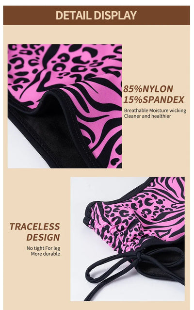 Period Swimsuit Bottom Swimming Women Bikini Bottom Women Solid Black Tie Side Leopard Panties Swimwear 2024New Period Underwear
