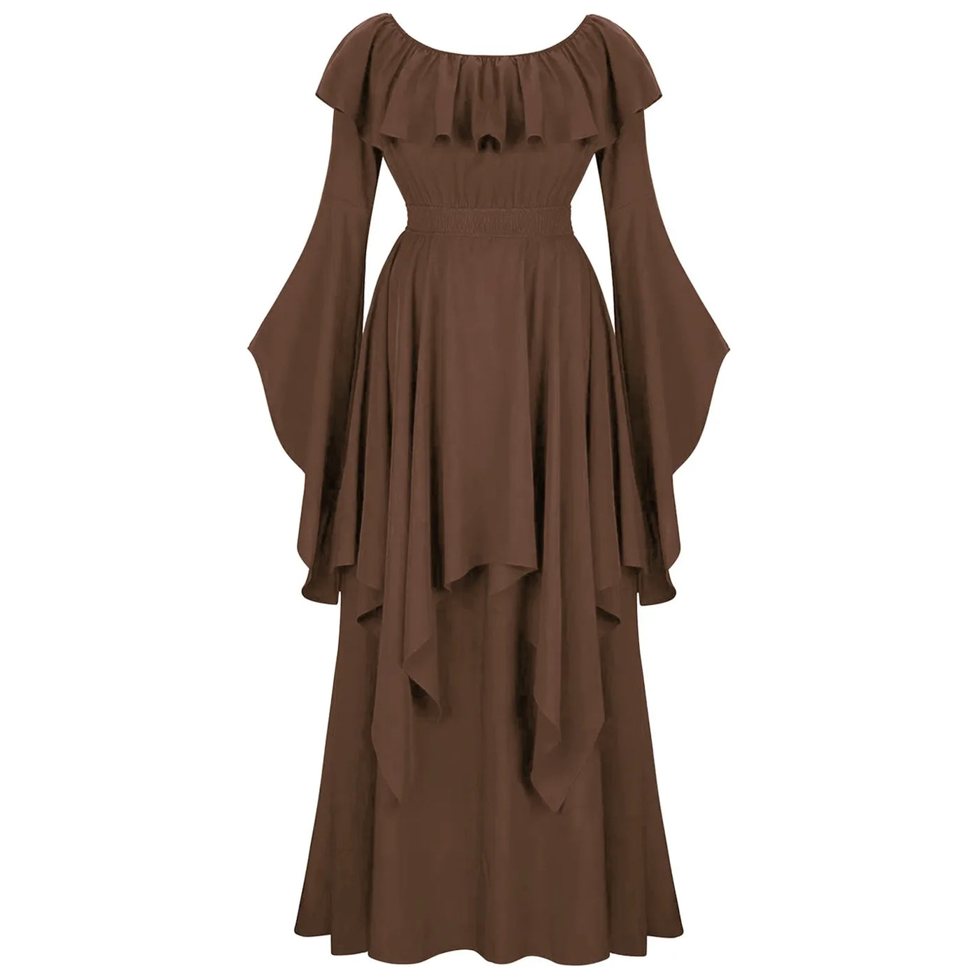 Renaissance Dress For Women Long Sleeves Medieval Off Shoulder Elastic High Waist Smocked Dress Elegant Evening Gown Plus Size