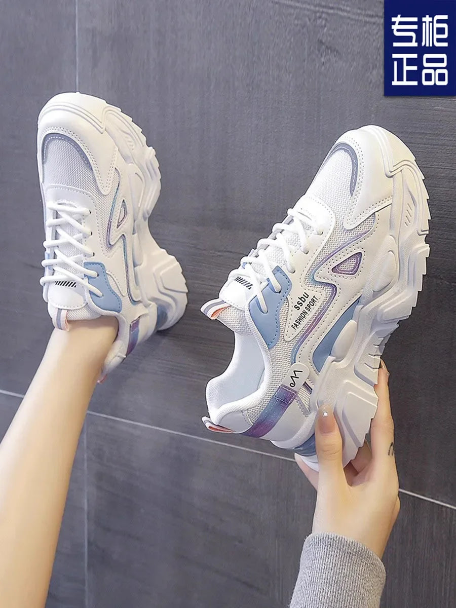 Sports shoes for women 2025 new fashion Korean version trendy fly woven breathable anti slip lightweight running shoes