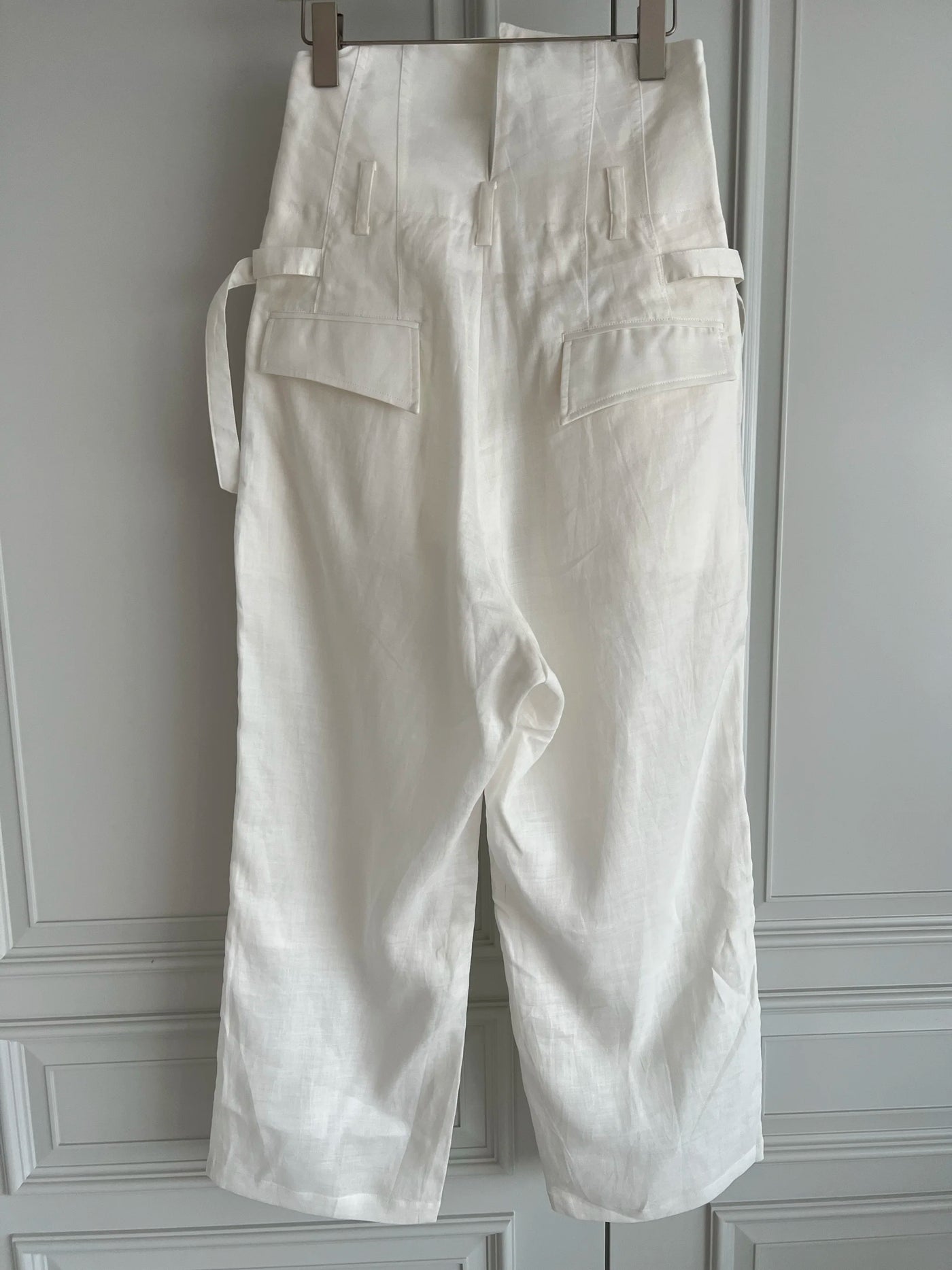TOP-YAMAMOTO original design high-waisted black and white linen casual loose trousers for men