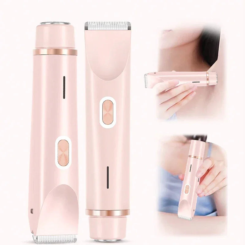 1pc epilator Bikini Trimmer For Women Double Head Electric Shaver Rechargeable 2-In-1 Body Facial Hair Removal For Underarm Legs