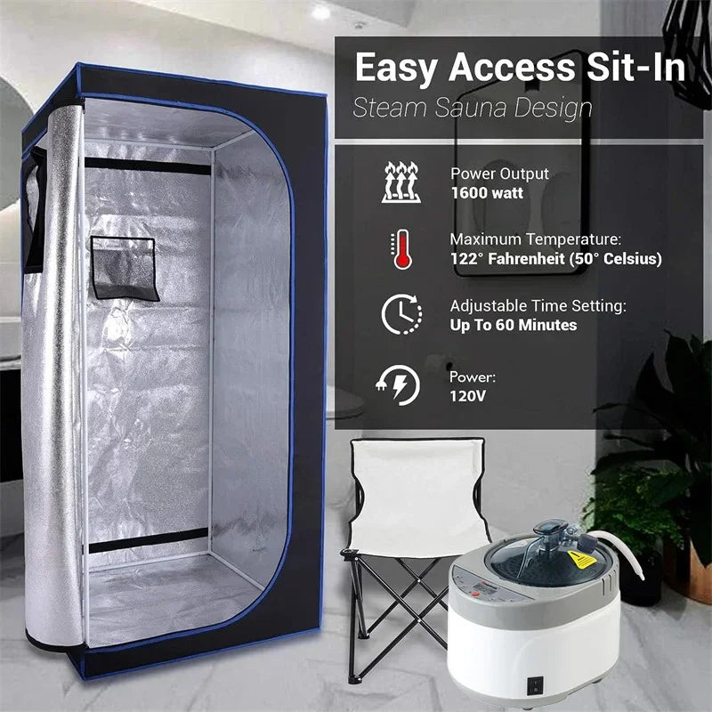 Full Size Personal Steam Sauna Set for Home, Portable 1 Person Full Body Steam Spa for Relaxation, Detox Therapy
