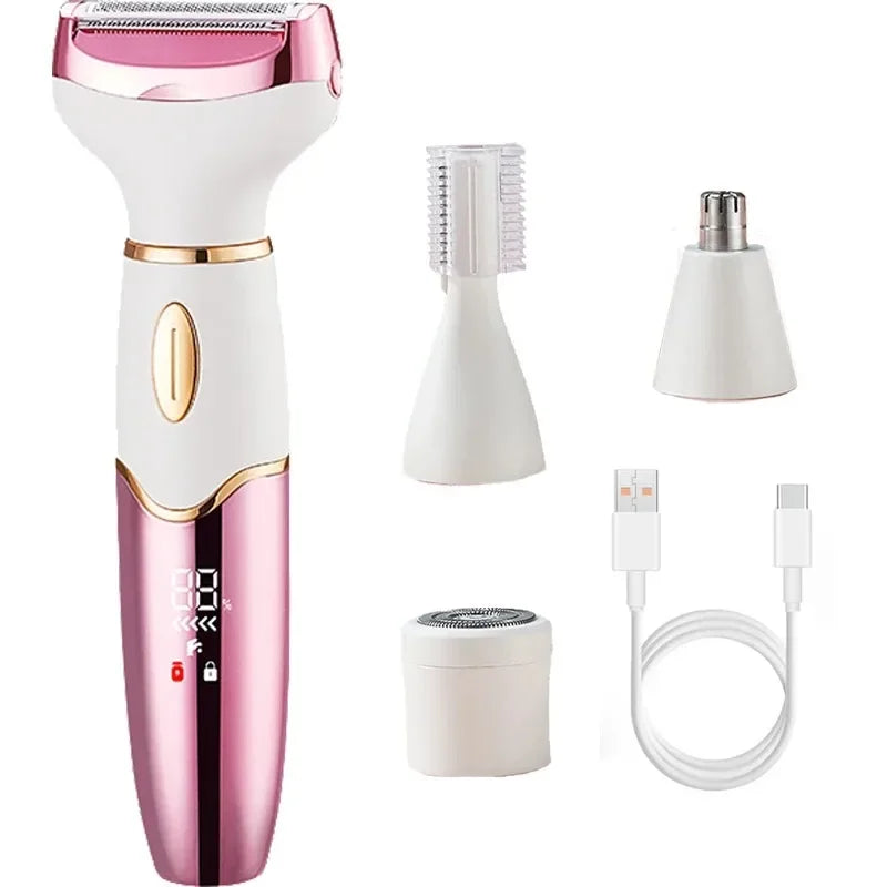 4 in 1 Women's electric epilators Hair trimmers for underarms, bikini, arms, legs, face and beard Portable and painless epilator