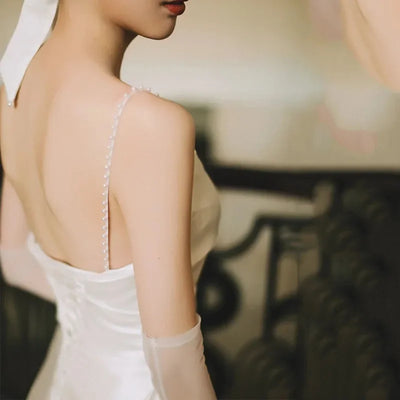 French Hepburn Style Light Wedding Dress 2024 New Elegant Spaghetti Strap Bridal Gown Lace Up Floor-length Vestido De Novia